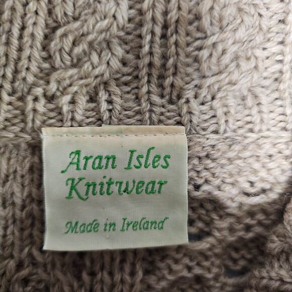 Aran Isles Women Chunky One Button Cardigan Sweater Size M Beige Long Sleeve - Picture 3 of 13